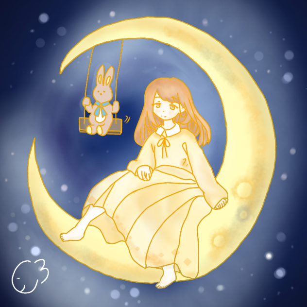 回る空うさぎ描いてみました