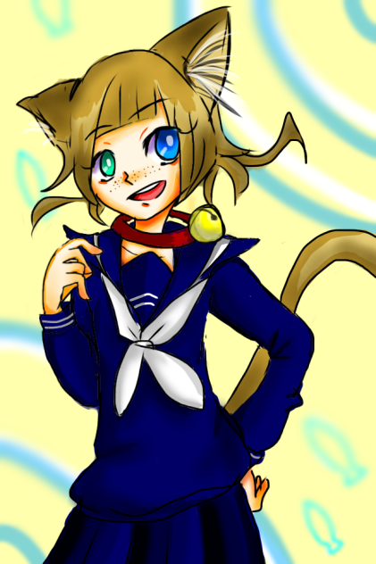 そばかす猫耳セーラ服少女