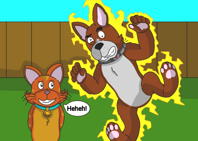 Buster being electrocuted by his collar