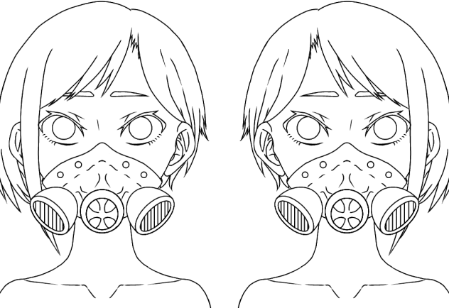 双子ガスマスク 塗り絵