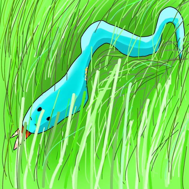 blue snake in grass