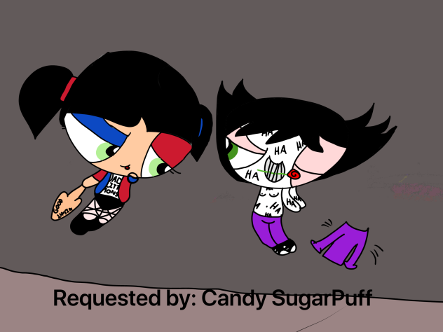 Buttercup and butch as Harley and joker