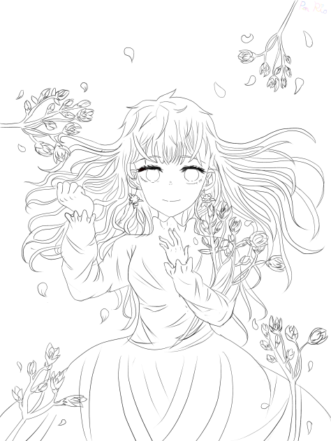 幸せの花　塗り絵