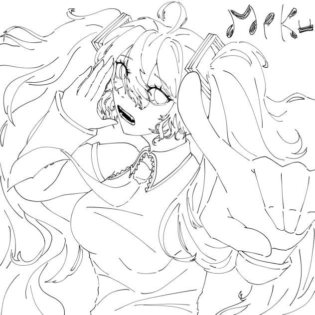 hatsune miku lineart
