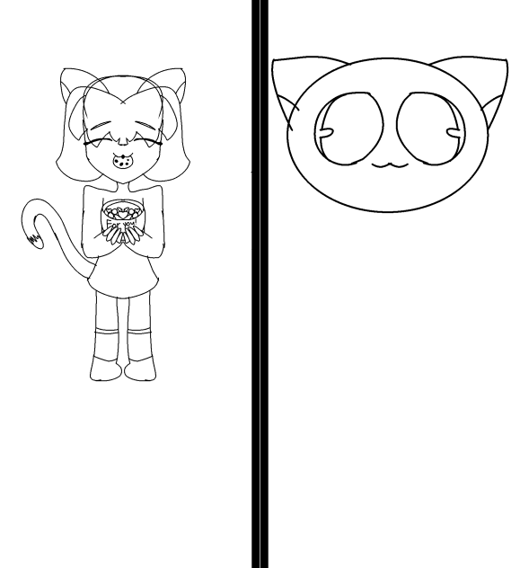 neko emoji into a little girl sketch😁