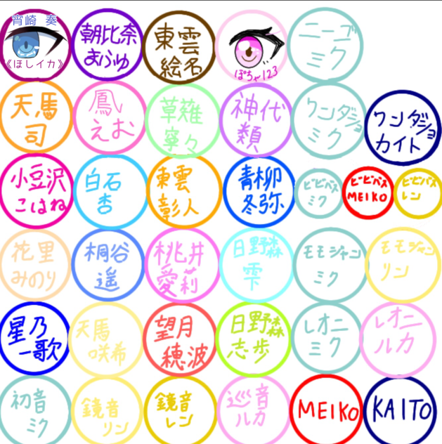 みんなで好きなプロセカキャラのおめめを1人ずつかいて合作しよう！