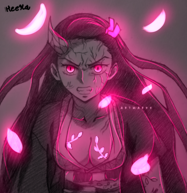 Demon Nezuko glow art