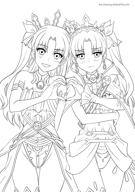 イシュタルとエレシュキガル 線画