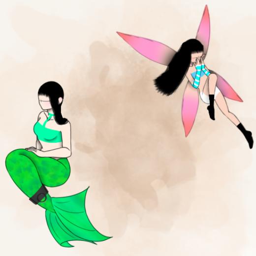 Fairy and Mermaid In Book