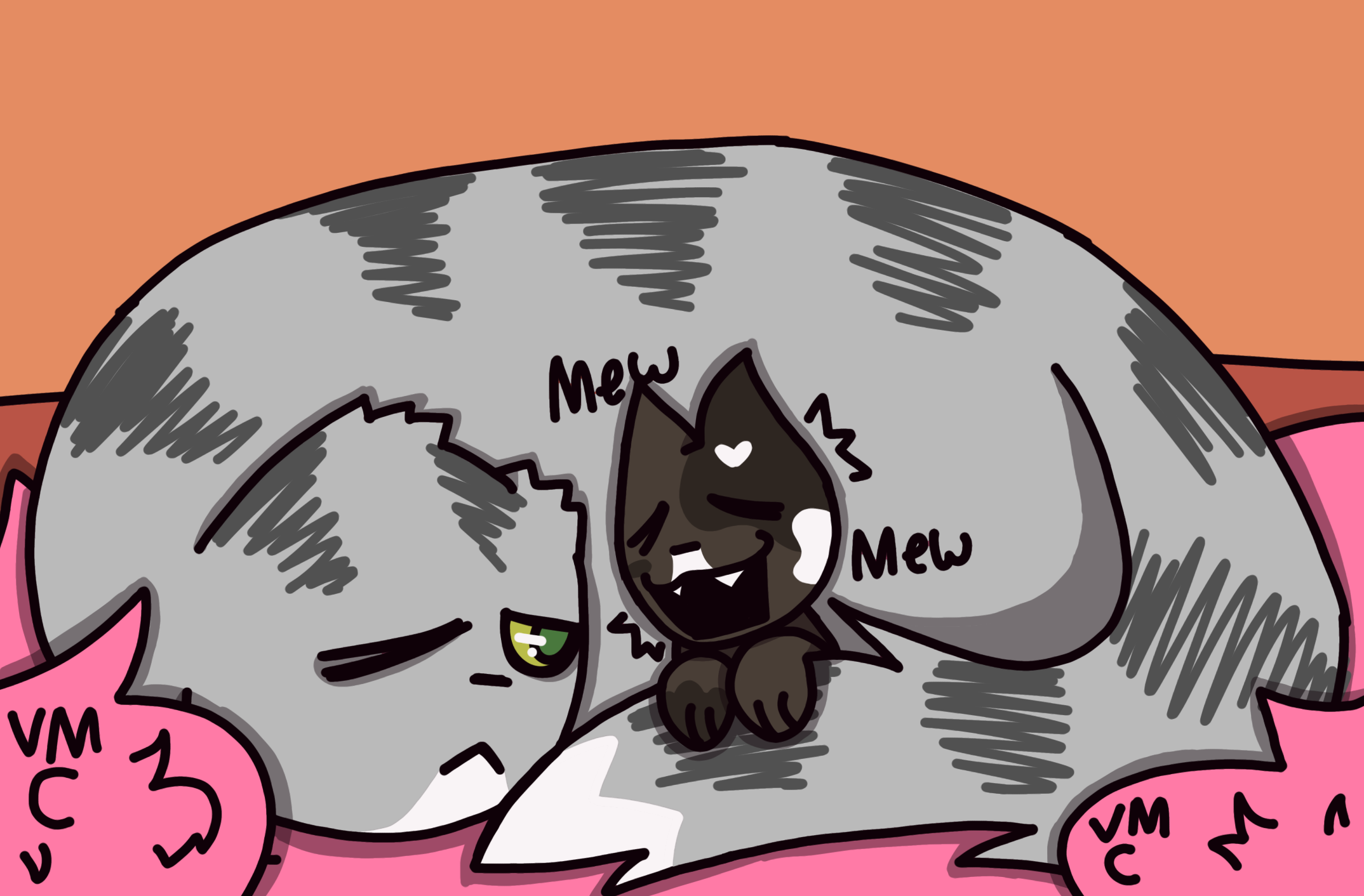Kitten and Cat - ibisPaint