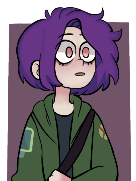cartoon girl in purple hair