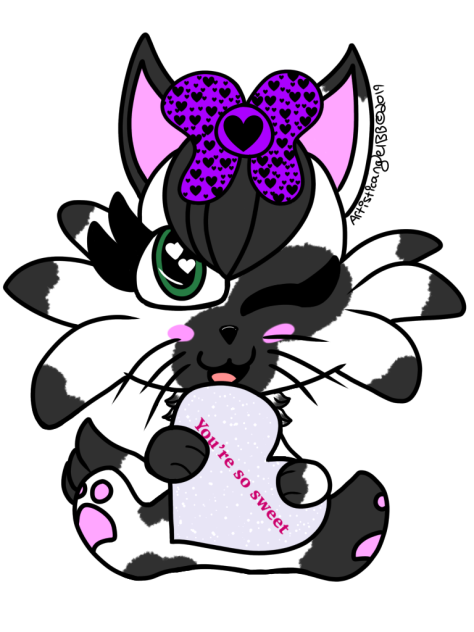 Conversation Heart Black And White Kitte