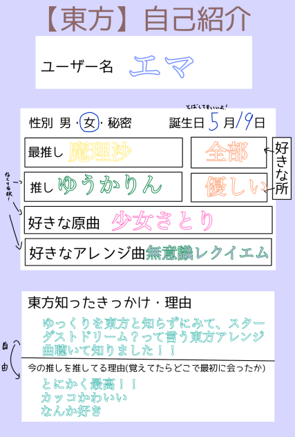 東方自己紹介！！