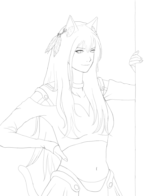 Cat woman 11 Line drawing