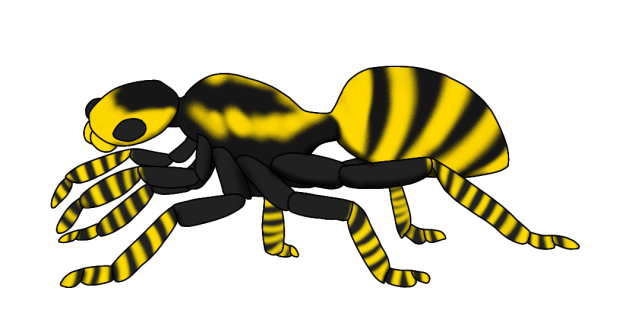 Yellow Wasp-mimicking Spider render