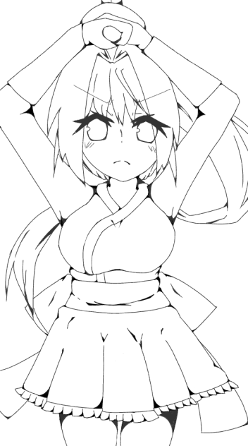 和装系少女 線画