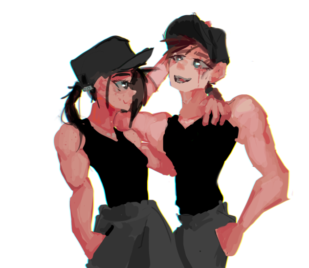 Orange people poses
