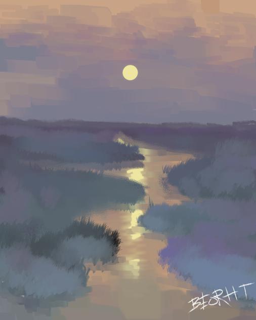 under the setting sun