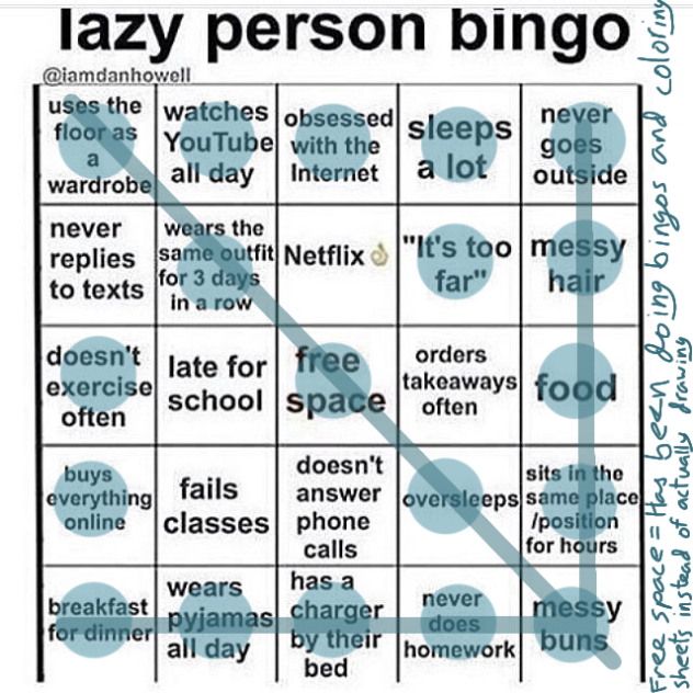 Lazy Person Bingo