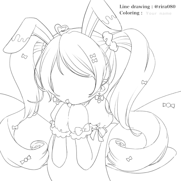 線画5 塗ってくれる方いませんか？ 顔パーツなしver. - ibisPaint