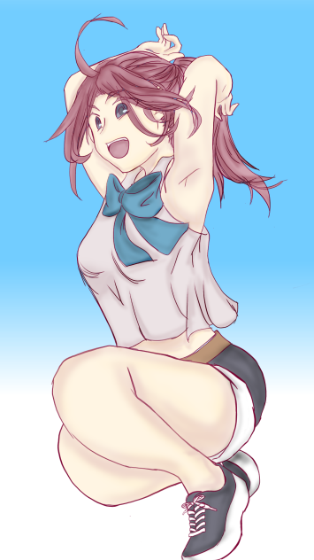 飛び上がる女の子-色ねり