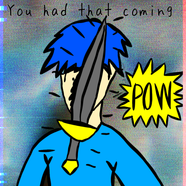 Tom Jiko gets hit with a sword