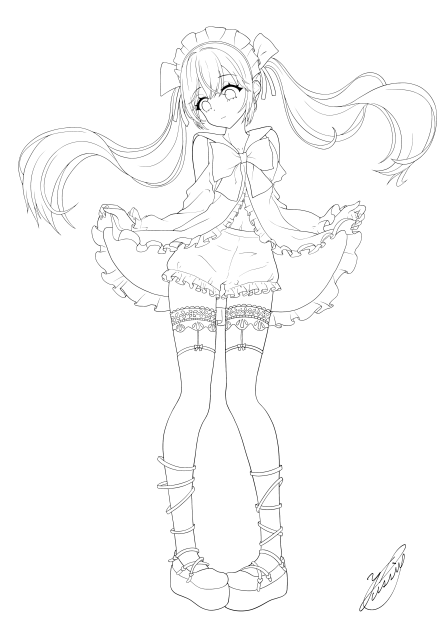 ツインテロリ（線画）