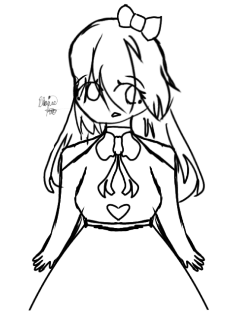 Girl with a Tiny Heart Sketch