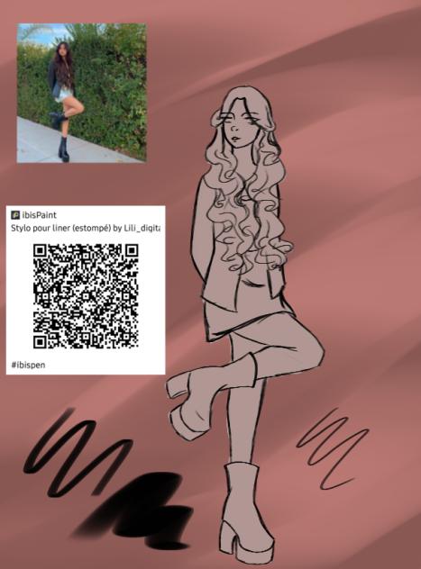 QR code brush for liner and croquis