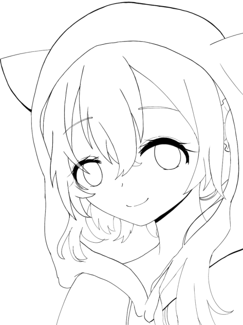猫耳パーカー　線画
