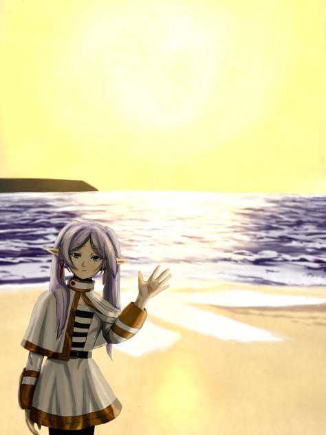 フリーレン、海と夕陽と