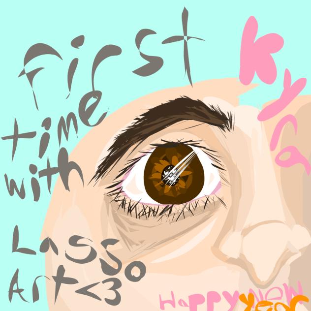 first time with lasso fill tool. face