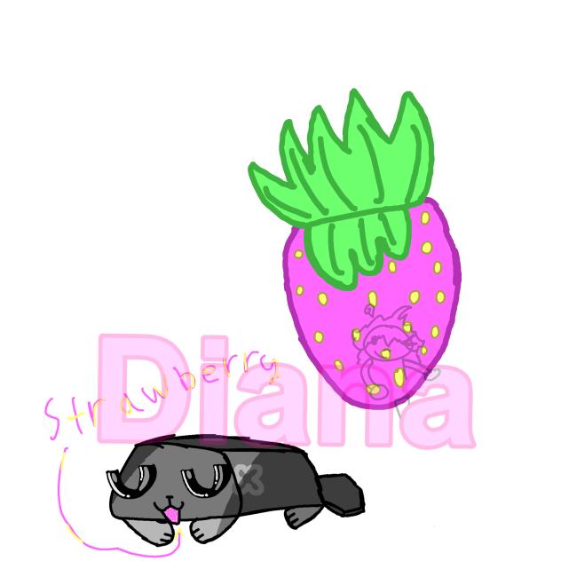 Pebble eating a strawberry