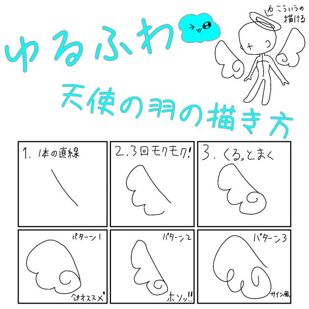 ゆるふわ☁️天使の羽の描き方
