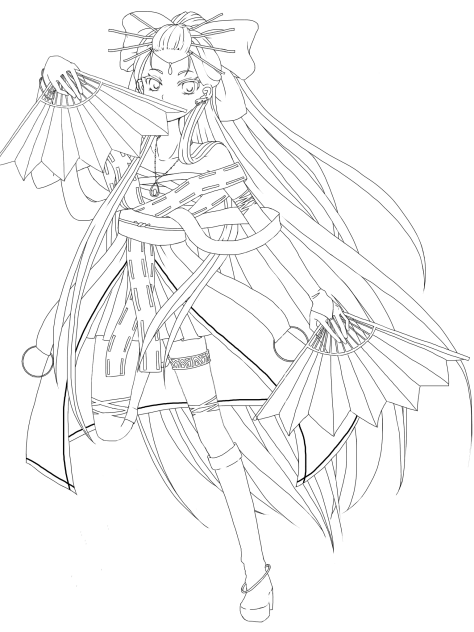 線画。ご自由に塗って下さい 。