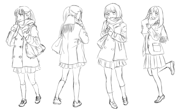 デッサン(マフラーしてる学生)