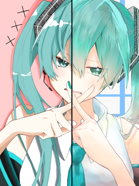 【合作】姉妹でミクちゃん塗り絵