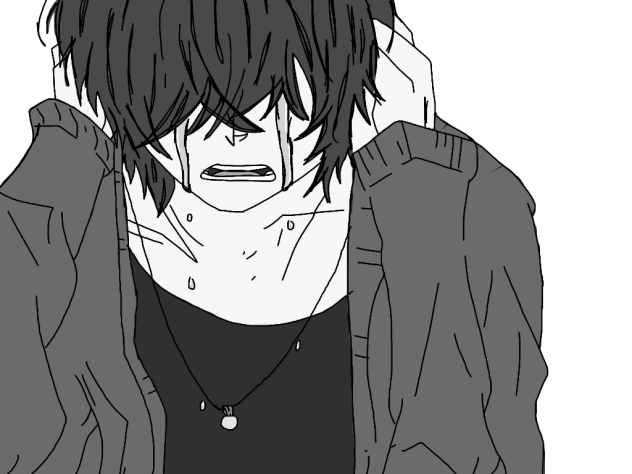 b&w crying boy - ibisPaint
