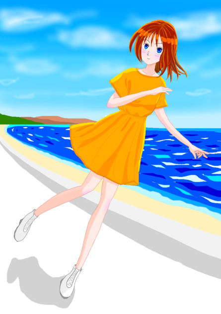 小走りの女子