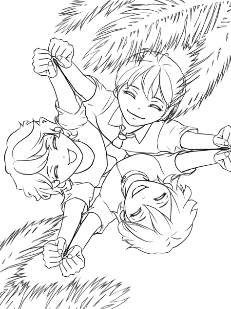 週末の落書き 線画 夏休みウェーイ