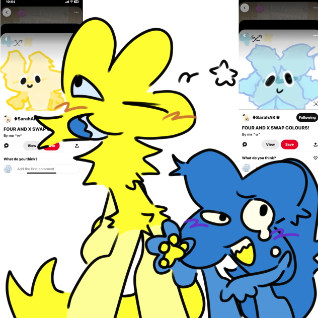 Yellow four & blue x