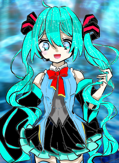 りんご飴@御依頼停止中さんの線画　ミクさん　塗りました‼︎