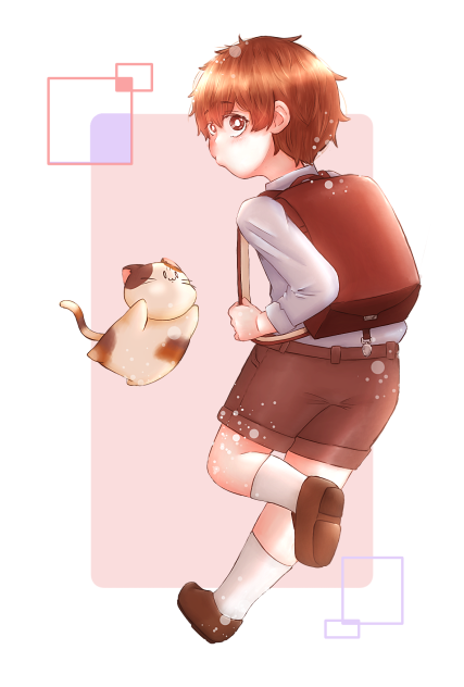 男の子とにゃんこ