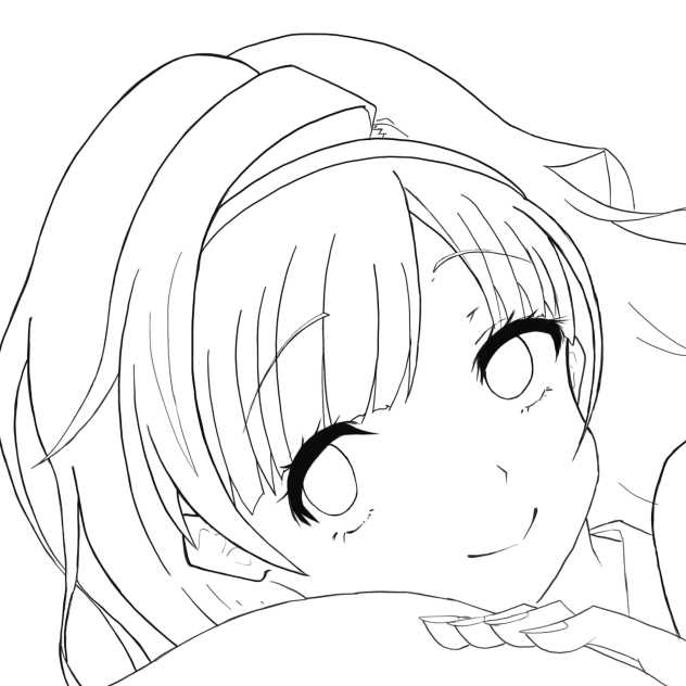 【線画】上目遣い