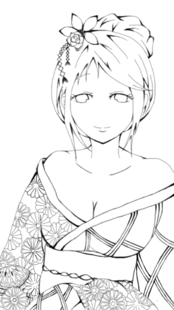 [線画] 色気着物