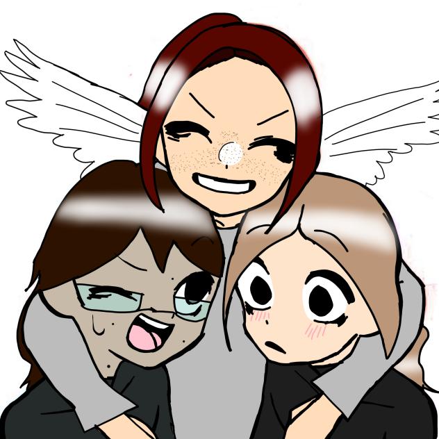 Trio hug