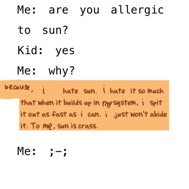 This kid is allergic to sun