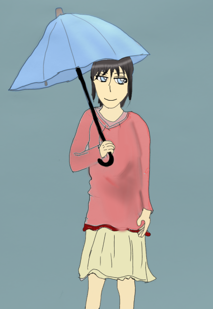 雨の中