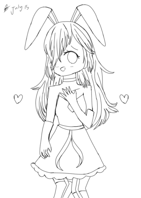 Cute little Love Bunny Lineart