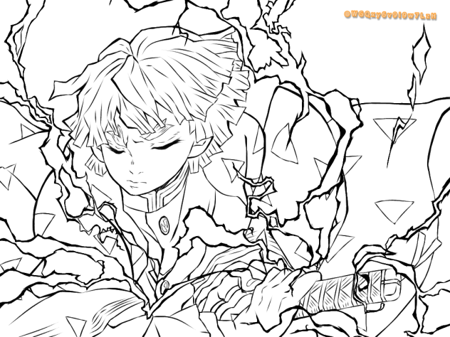 無題91(稲妻ありver) 線画